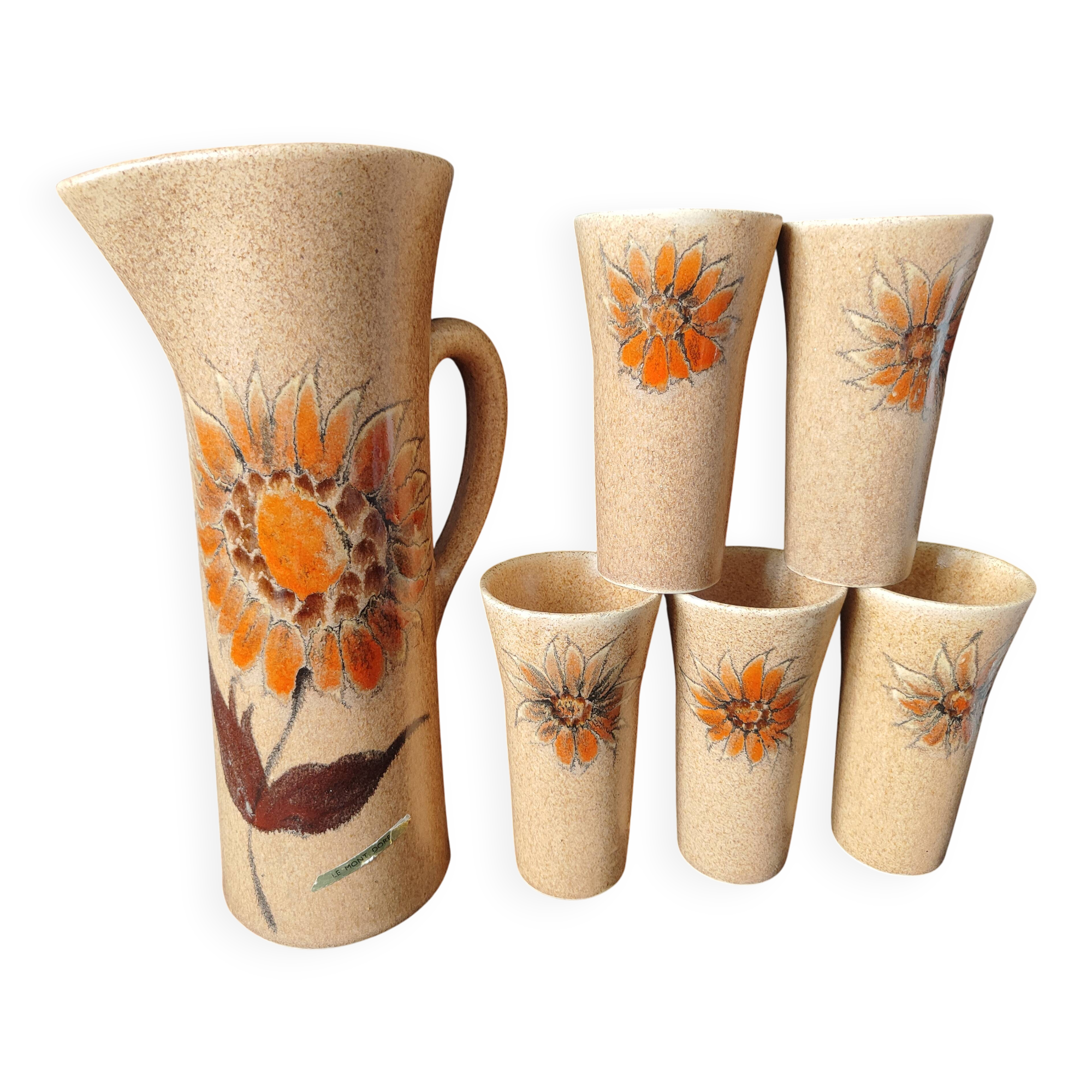 Vintage stoneware /Paci Claude Vallauris /orangeade service