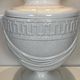 Large White Crackled Ceramic Urn Lamp with Drapery and Greek Frieze.