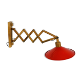 SCE 60s accordion wall light, wood and red reflector