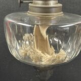 Old kerosene lamp Cut crystal and Art Nouveau patinated spelter foot 57 cm