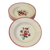 Set of 7 deep plates Digoin Sarreguemines Floral Bouquet