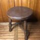 Vintage turned wood tripod milking stool #a579