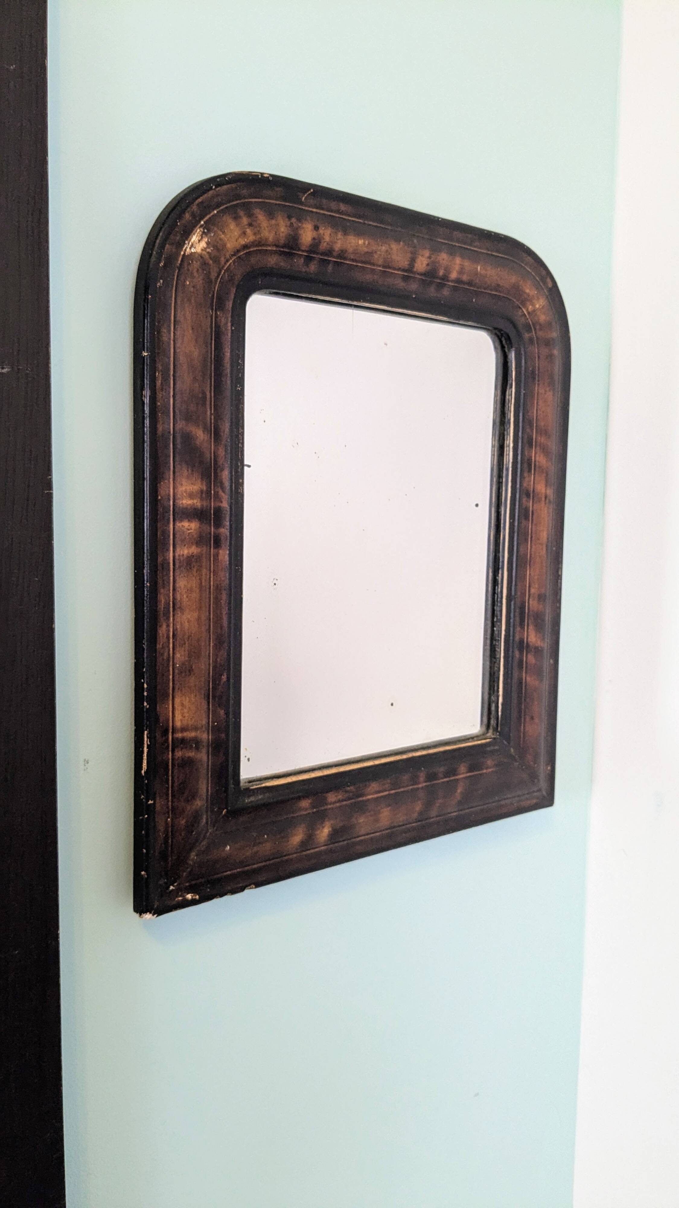 19th century Louis-Philippe mirror – original glass & marbled frame – 37x31 cm