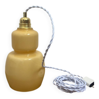 Lampe balade opaline jaune pale vintage