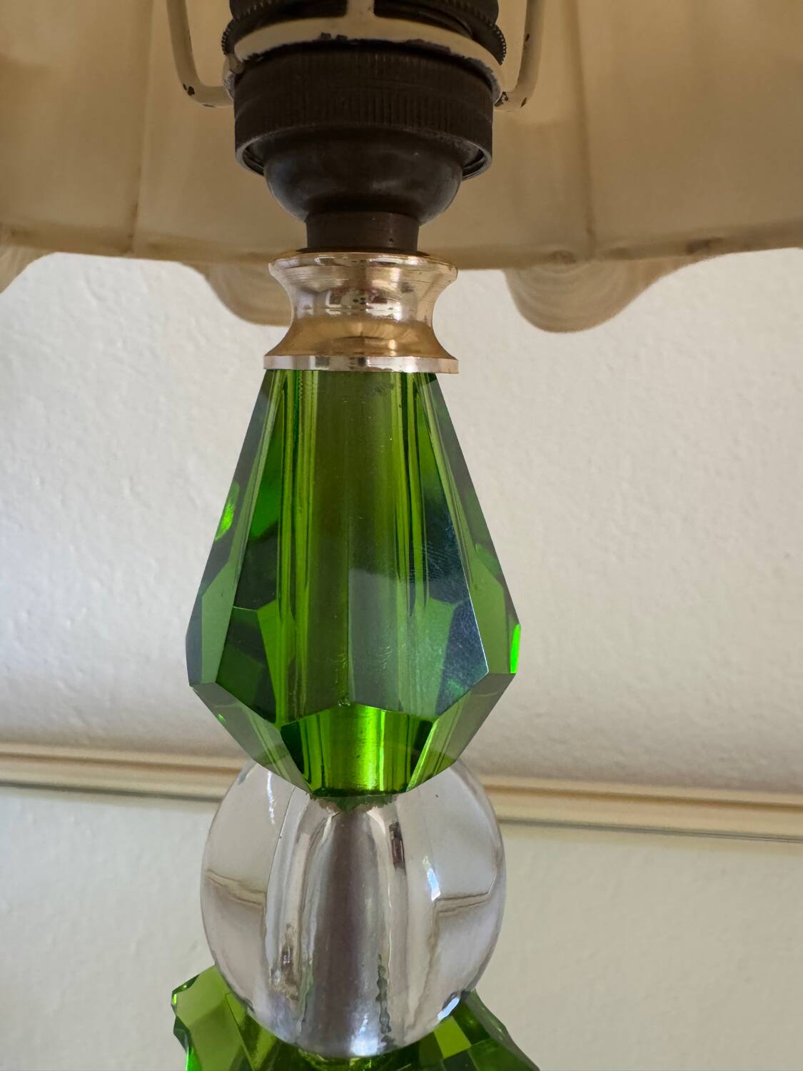 Lampe cristal émeraude Art Déco