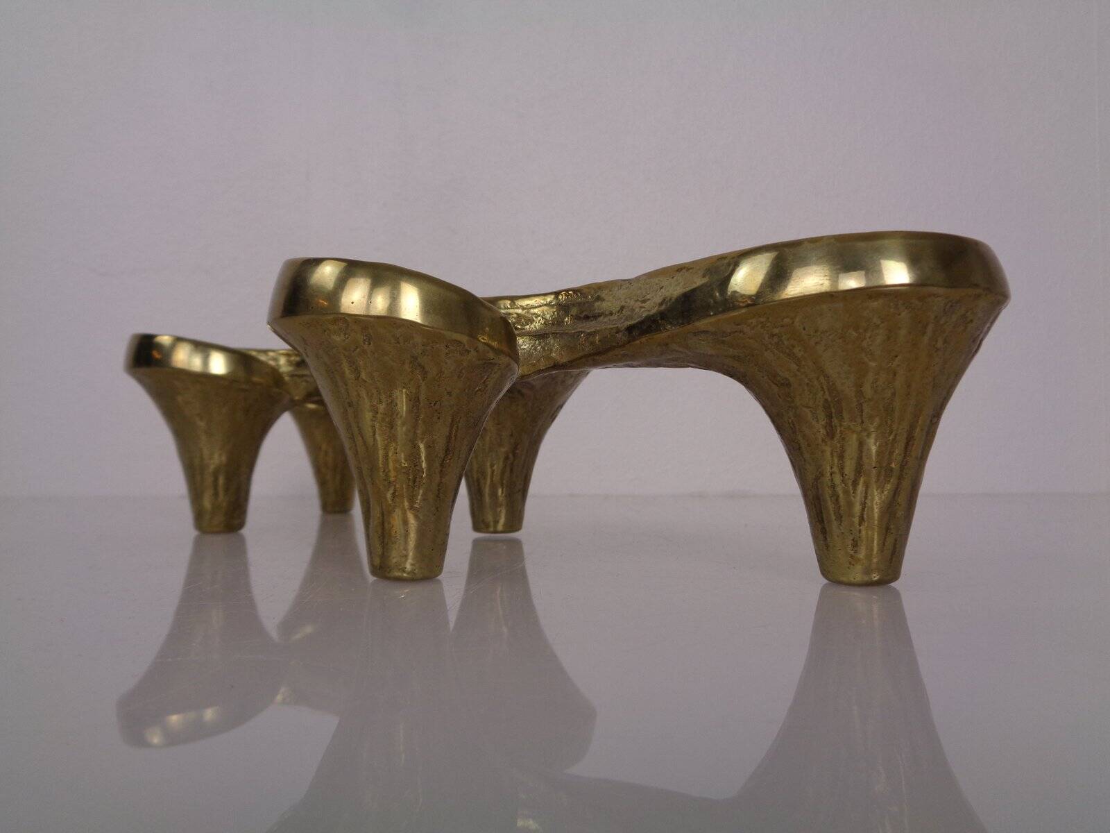 Large Brutalist Bronze Candleholder by Michael Harjes, 1960s