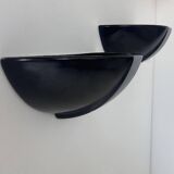 Pair of vintage wall lights, black porcelain, France 1970