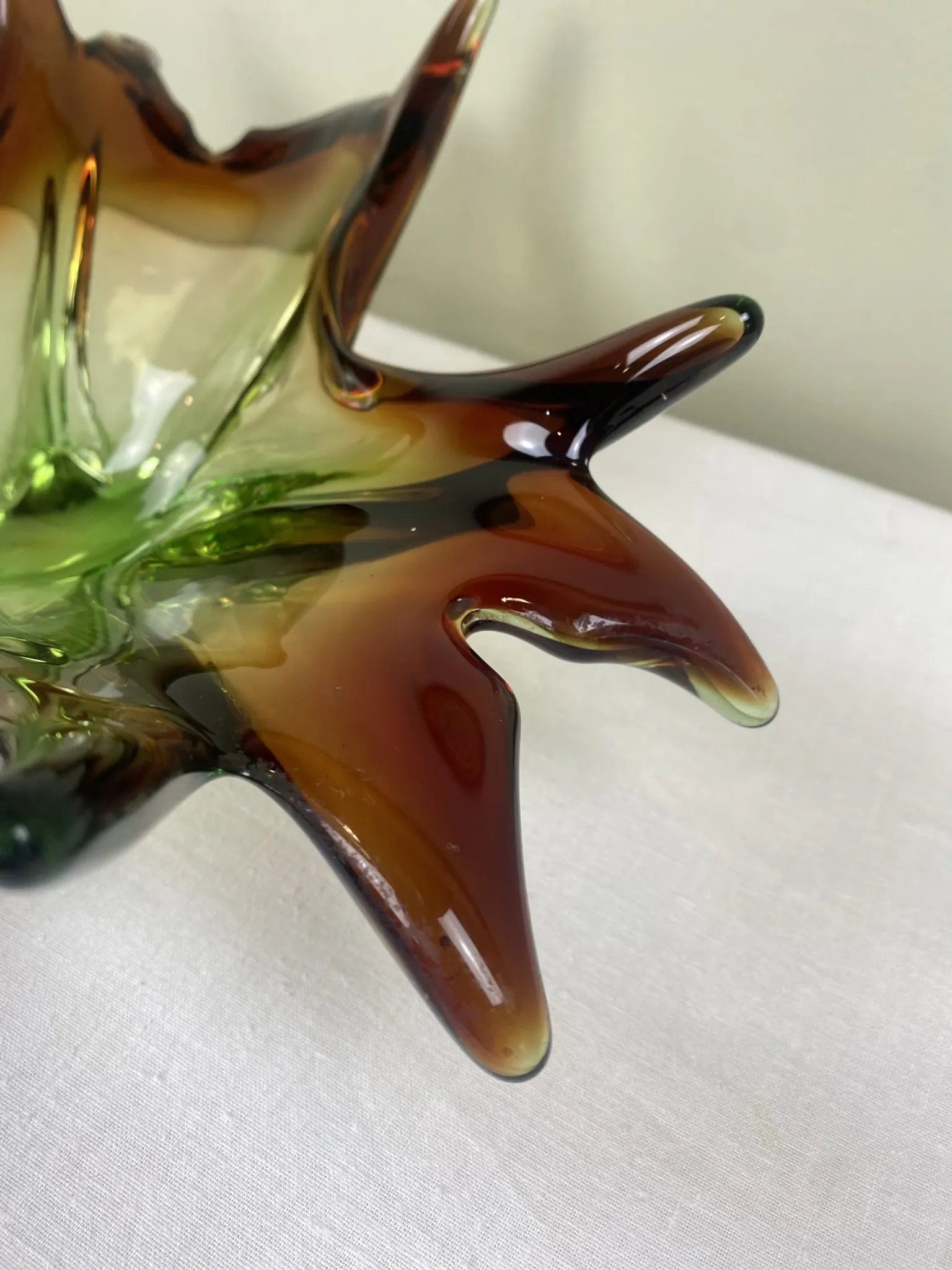 Sculptural blown glass bowl, mid-century.