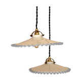 Pair of suspensions bistro opaline serrated