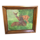 Animal painting deer doe oil on panel
