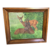 Animal painting deer doe oil on panel