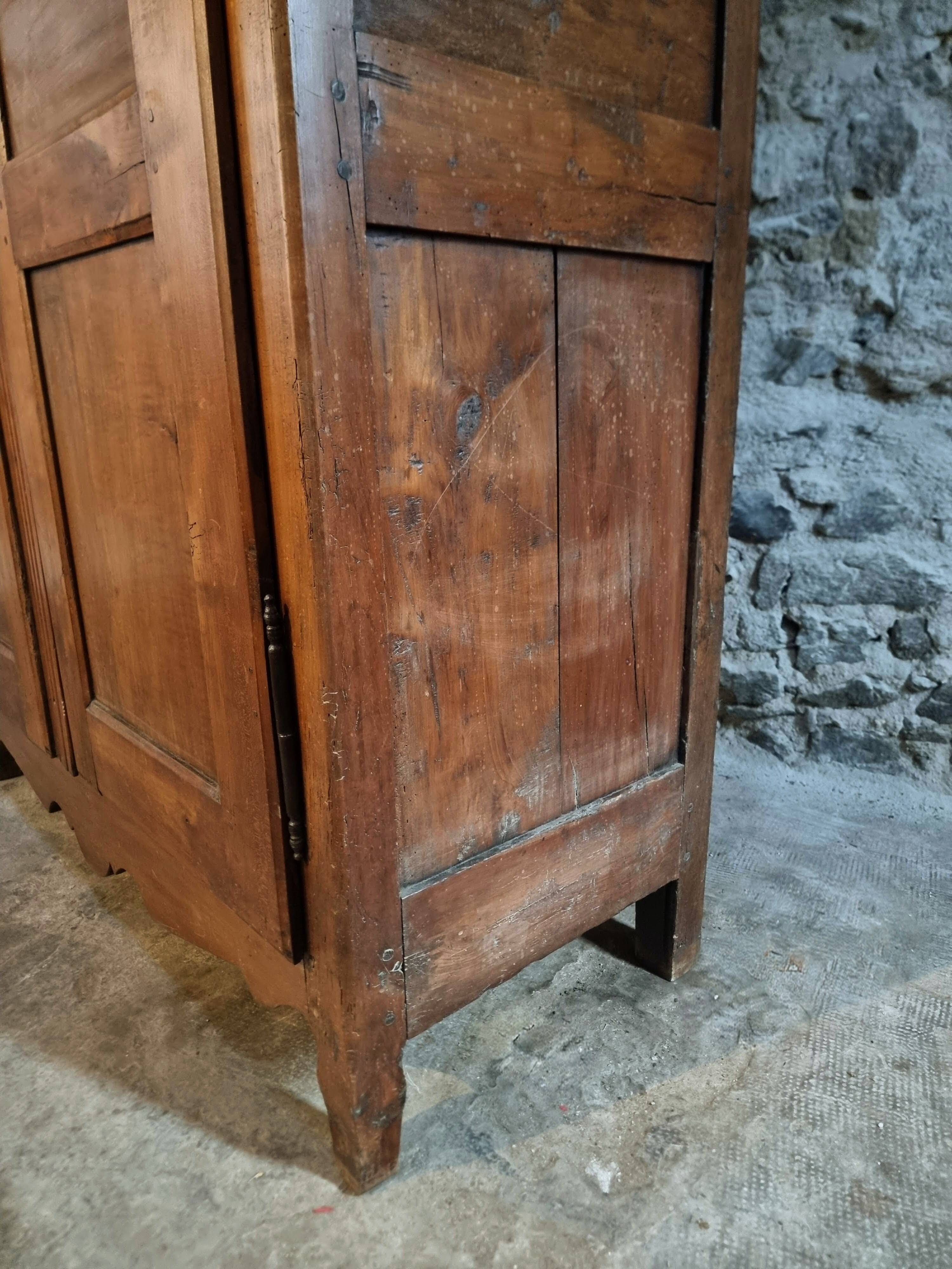 18th-century French antique cherry wood wardrobe – Rustic sideboard