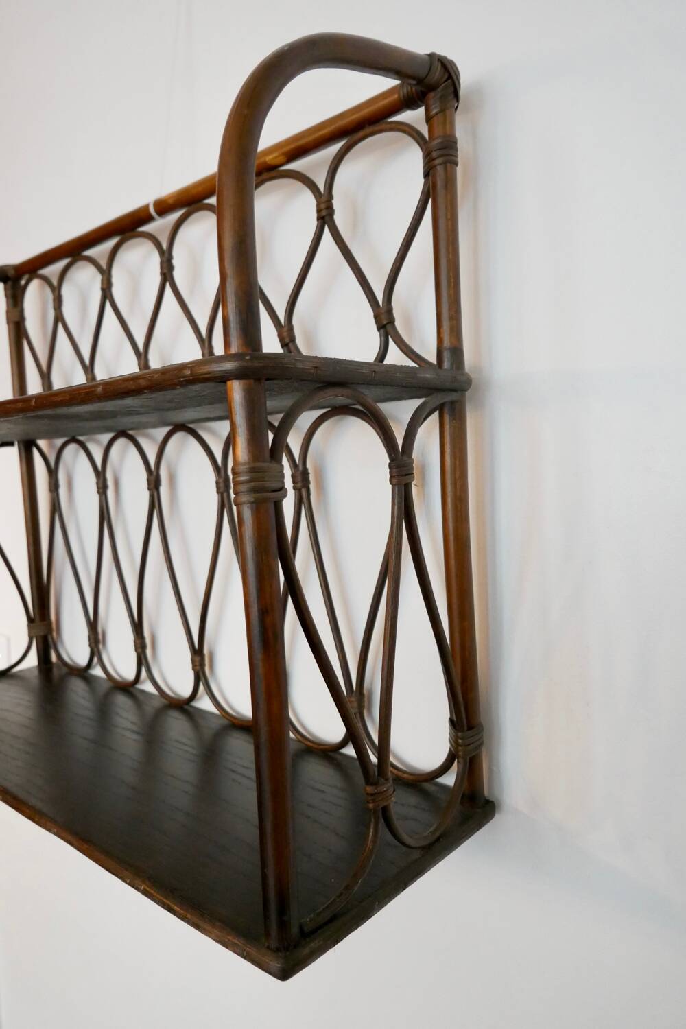 Rattan wall shelf