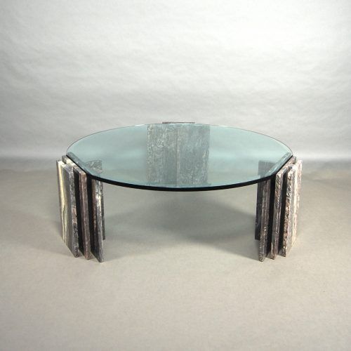Table basse italienne en marbre et verre