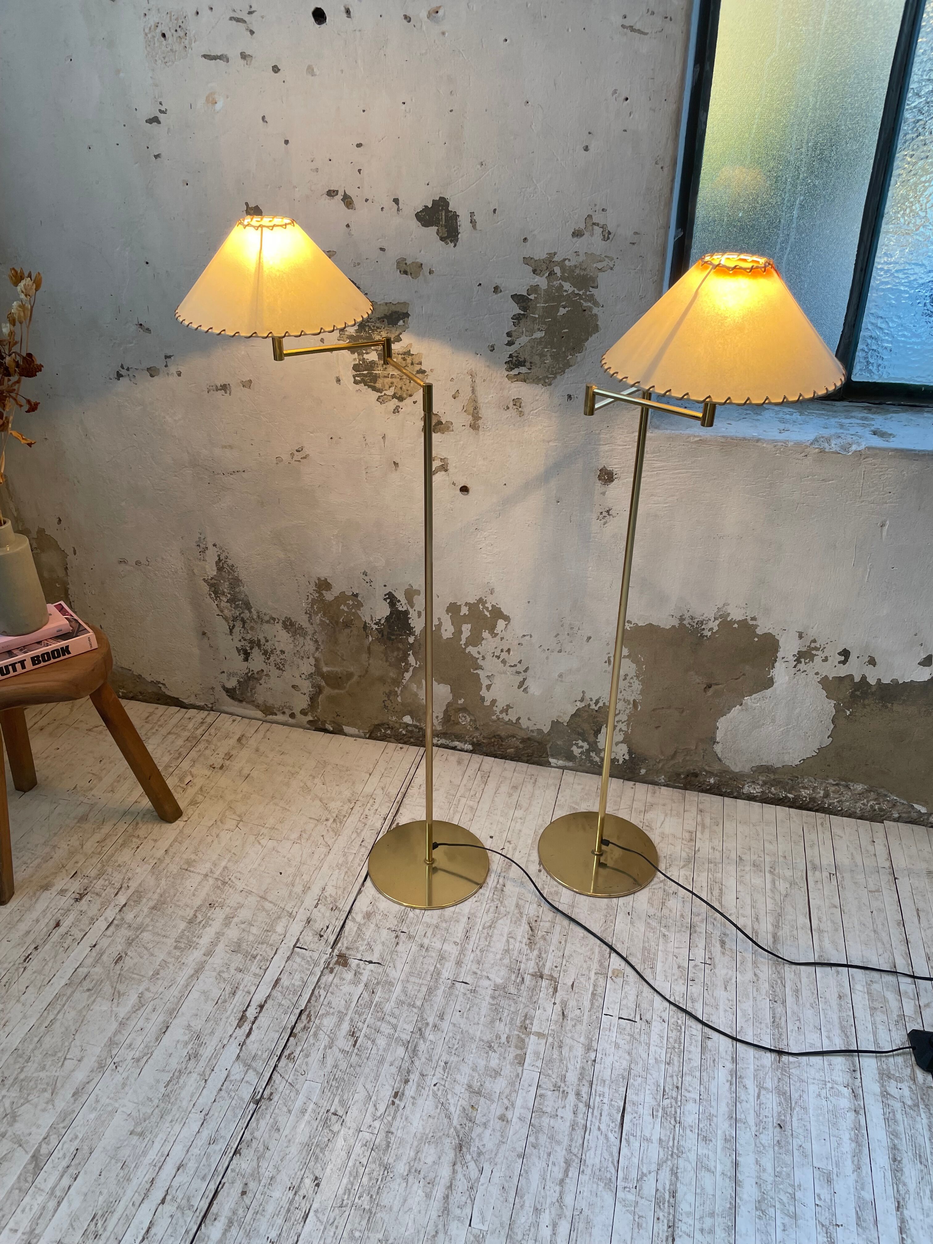 Pair of SCE floor lamps articulated brass 70s