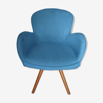 Fauteuil de salon en tissu bleu