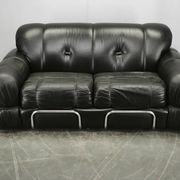 1970s Italian Two-Seat Sofa by Adriano Piazzesi in Chrome and Leatherette