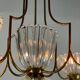 Venetian chandelier in Murano glass and brass circa 1950