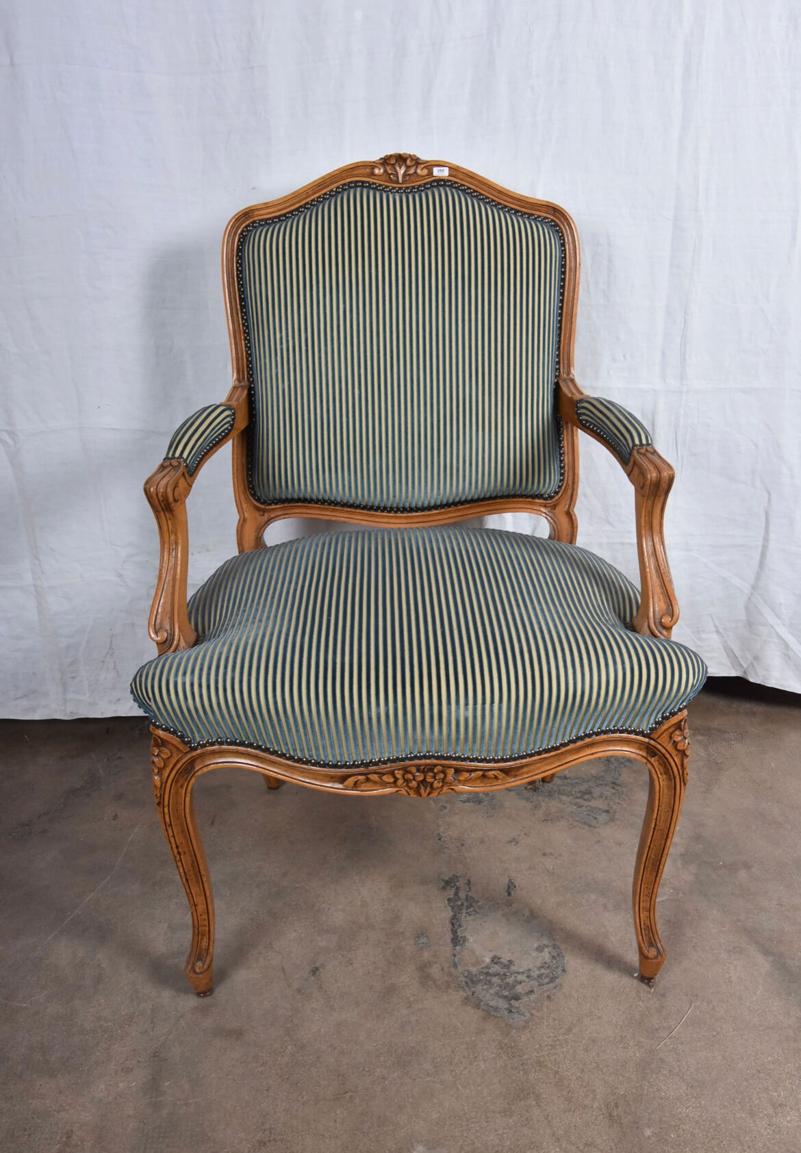 Louis XV style armchair striped velvet