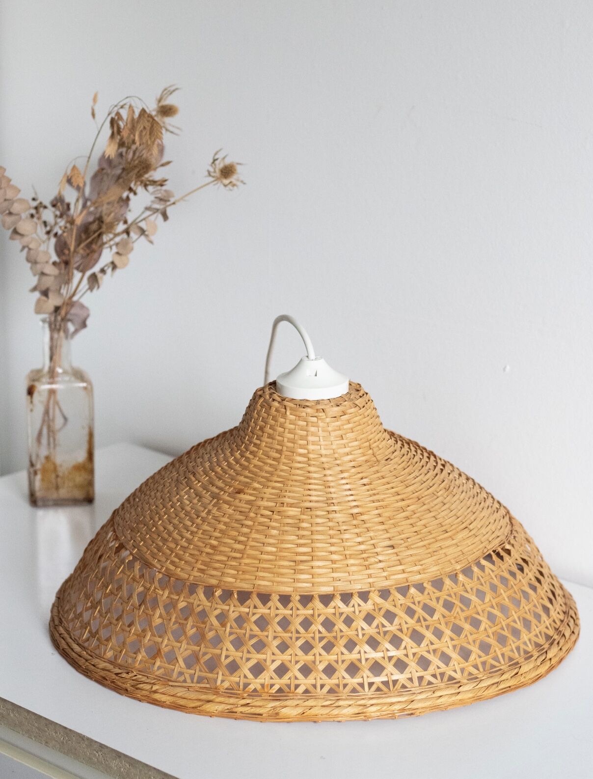 Vintage rattan wicker pendant lamp