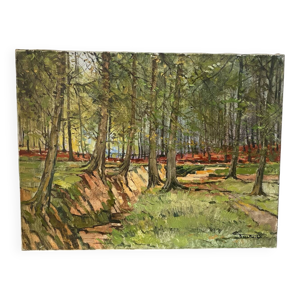 Paysage de forêt signé