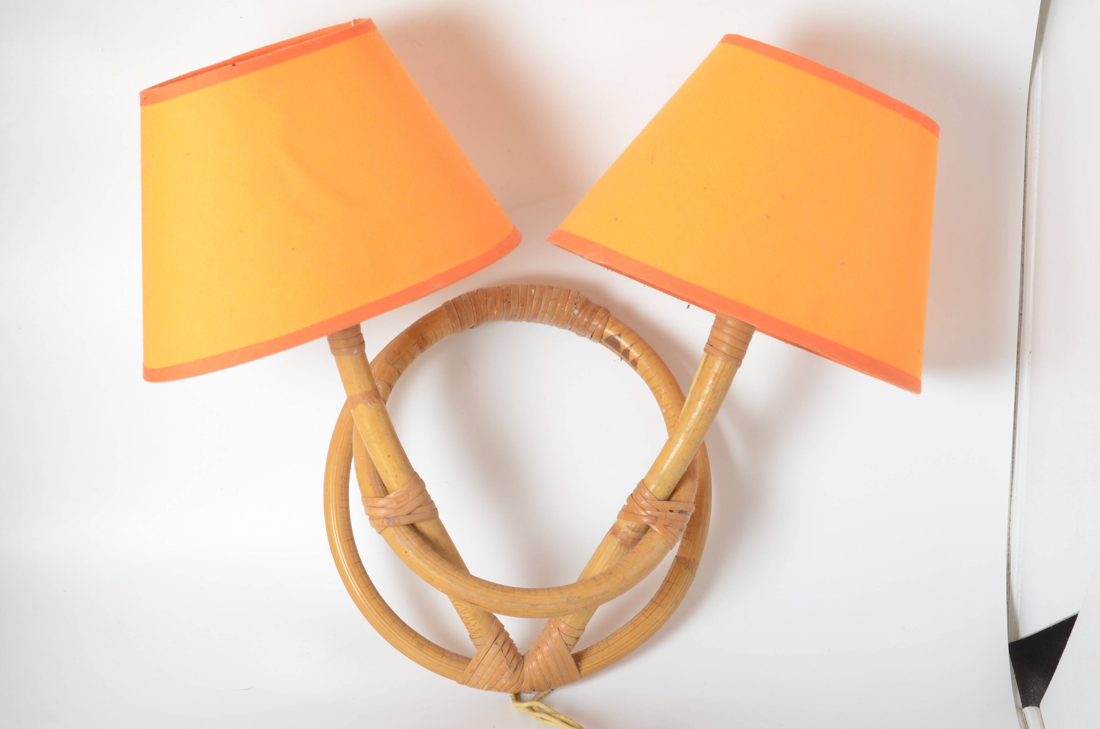 Double rattan wall lamp