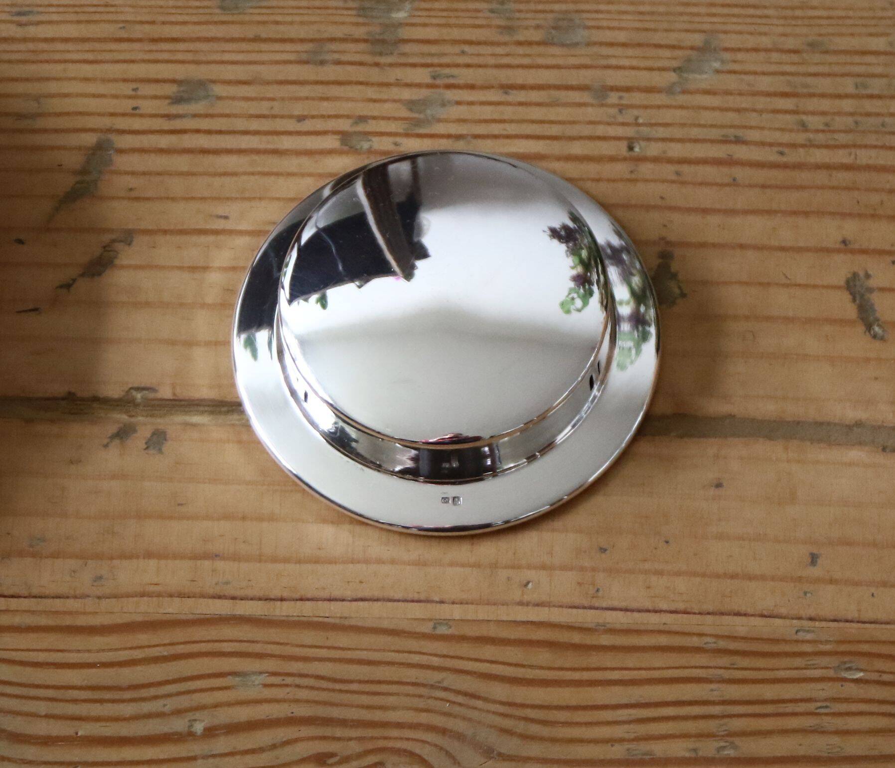 Vintage silver metal butter dish from the "Coquillor" brand