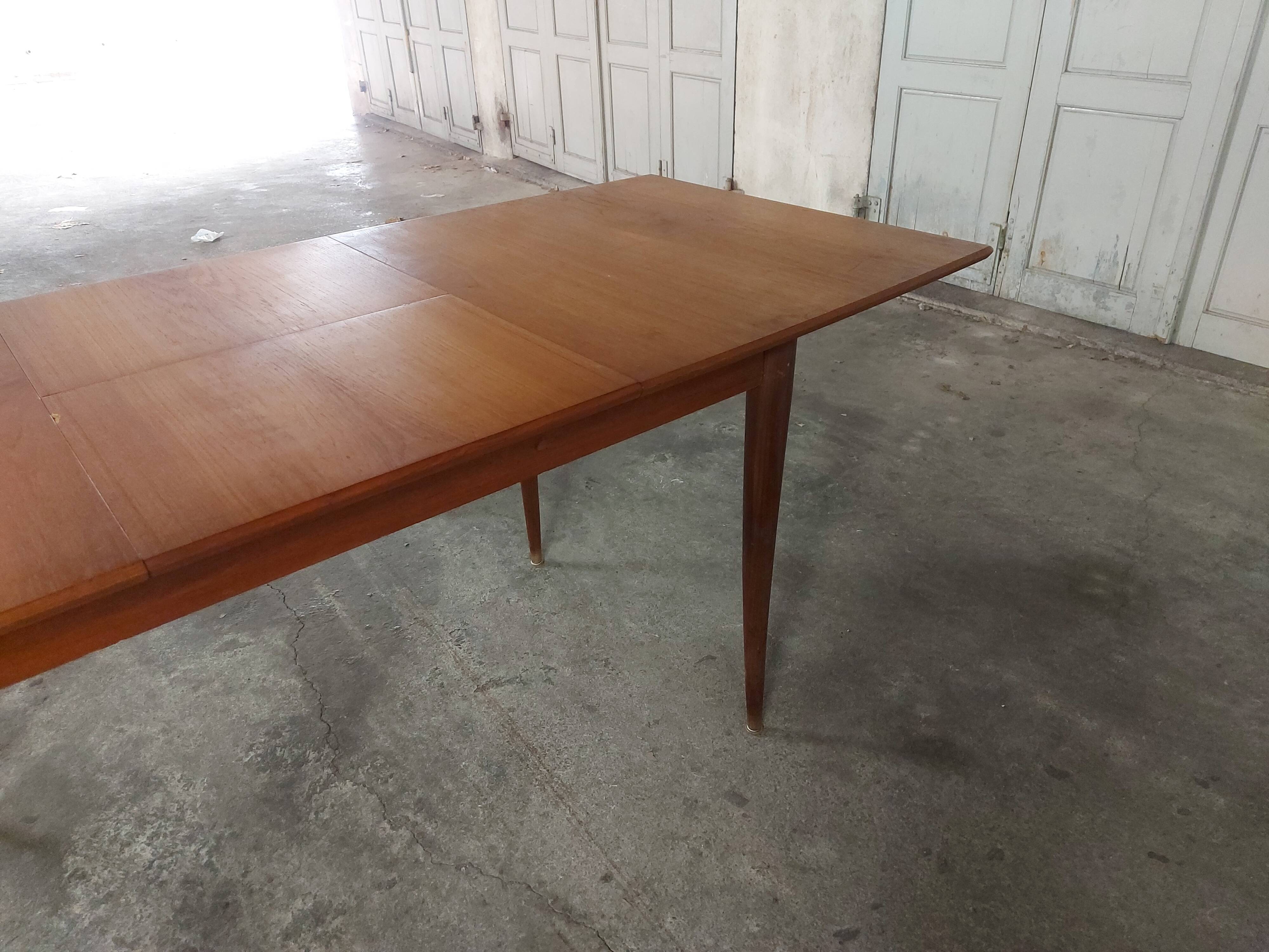 Scandinavian teak table with built-in extension
