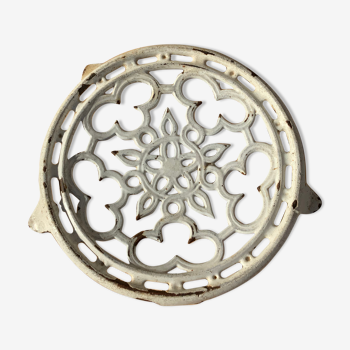 Antique cast iron enamelled trifle white round format vintage tableware