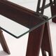 Table vintage en bois à tréteaux avec plateau en cristal, Italie, années 1980