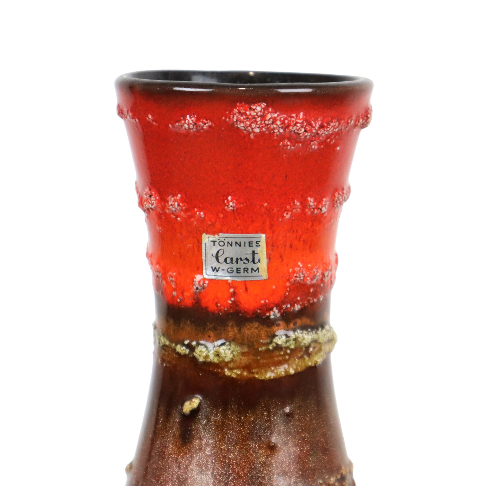 Fat lava vase Carstens west germany red orange drip glaze 6013-30