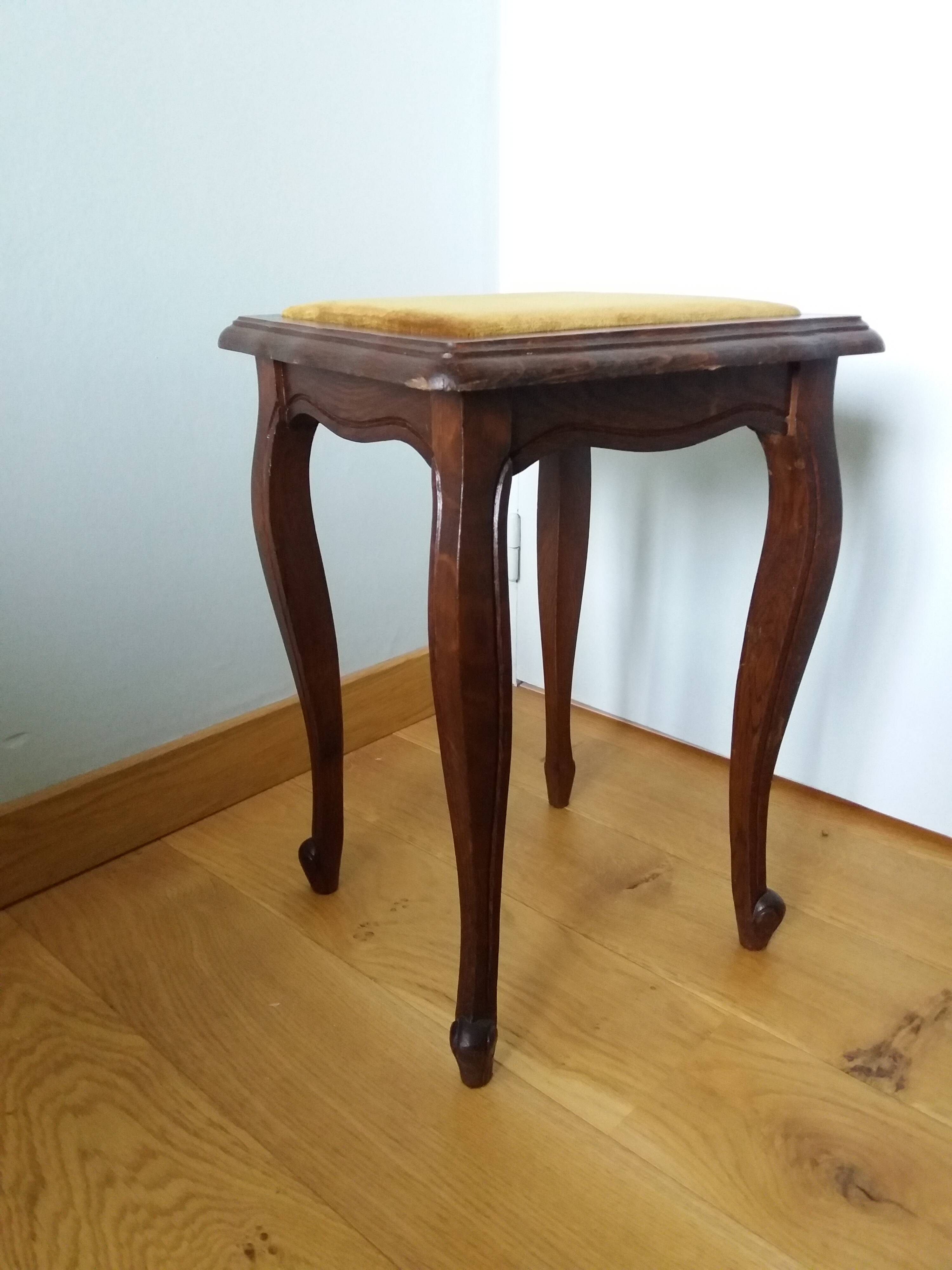 Wooden and velvet stool