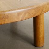 French Round Mid Century Wooden Coffee Sofa Table T02M Pierre Chapo, 1960s