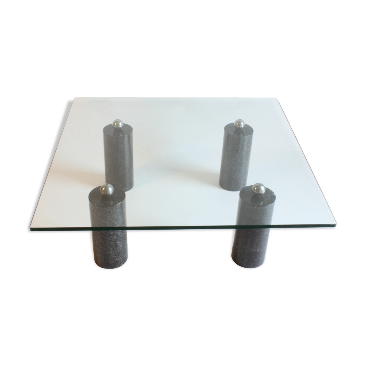 Black Marble & Glass Coffee Table, 1980s