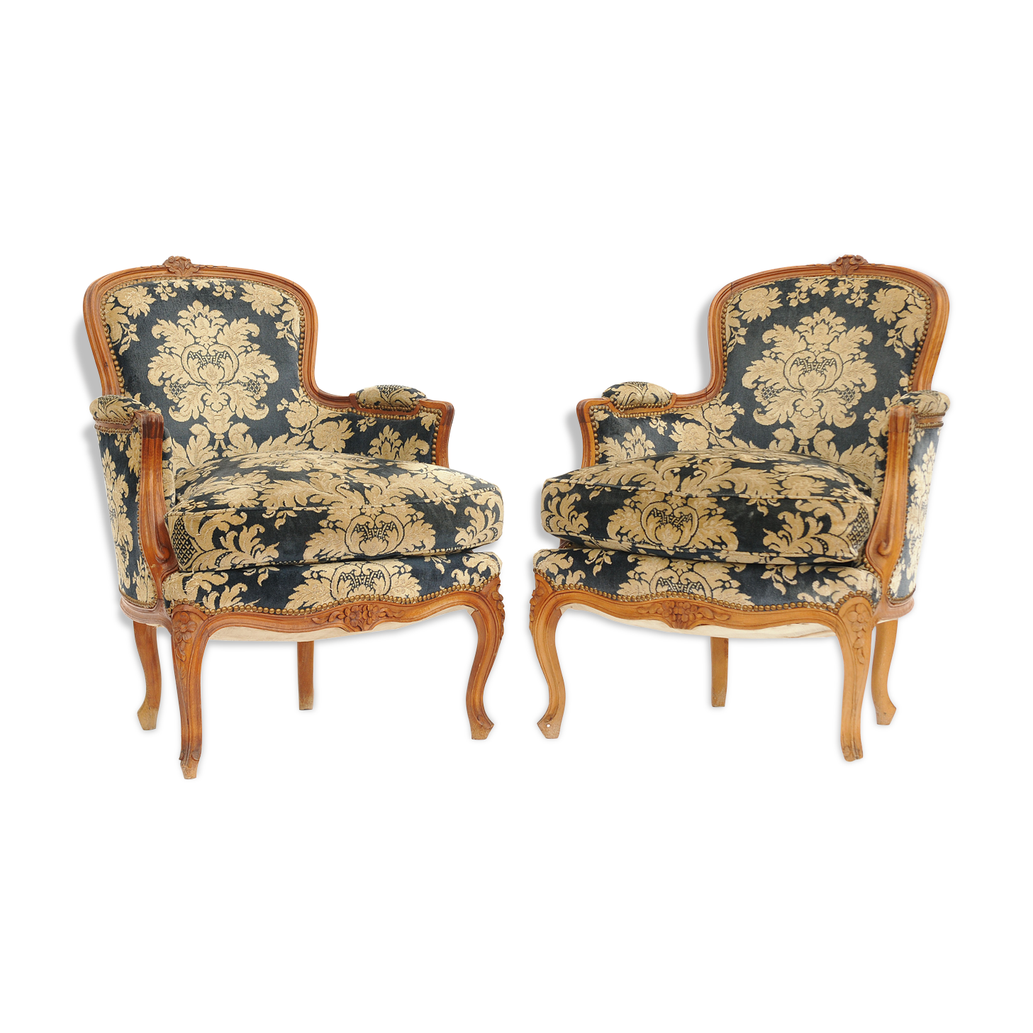 Pair of Louis XV-style shepherdess armchairs