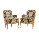 Pair of Louis XV-style shepherdess armchairs