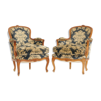 Pair of Louis XV-style shepherdess armchairs