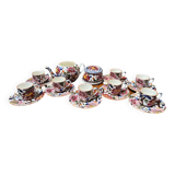 Gien earthenware tea set, peony decoration