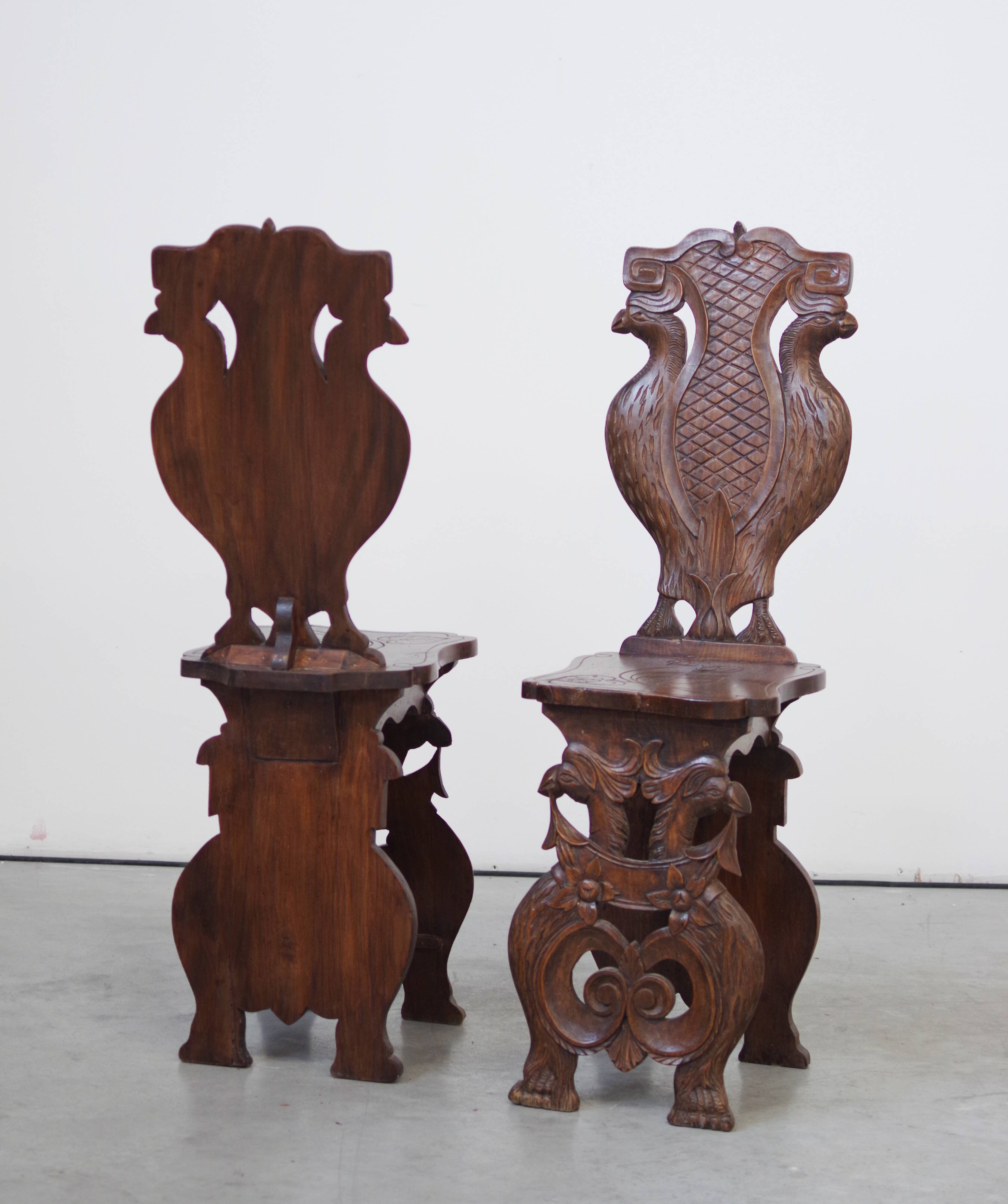Pair of Hand-Carved Late 19th Century Chairs – Ornate Antique Craftsmanship
