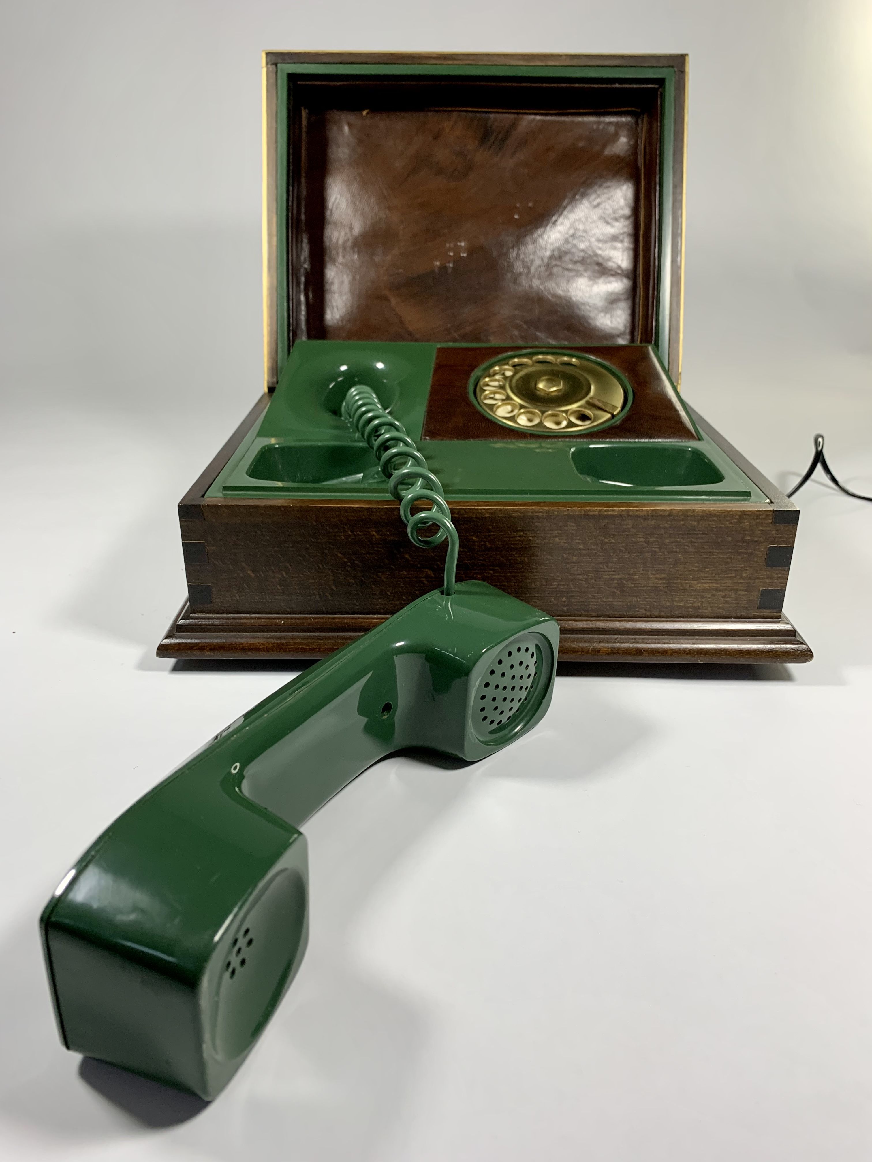 Telcer vintage italian phone chest in solid wood and bakelite - italian design circa 1960-1970