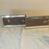 Two wall lights and matching alarm clock in rose mirrored glass
