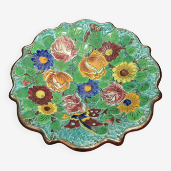 Coupe à fruits en céramique décoré de fleurs