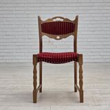 1970s, set of 6 Danish dining chairs, oak wood, furniture wool.