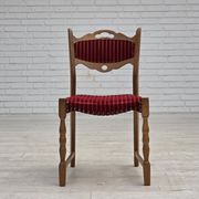 1970s, set of 6 Danish dining chairs, oak wood, furniture wool.