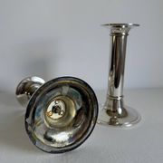 2 porte-bougies en argent vintage élégant de style mid-century moderne