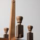 Danish hanging wooden candelabra, Art Deco style, 1970s