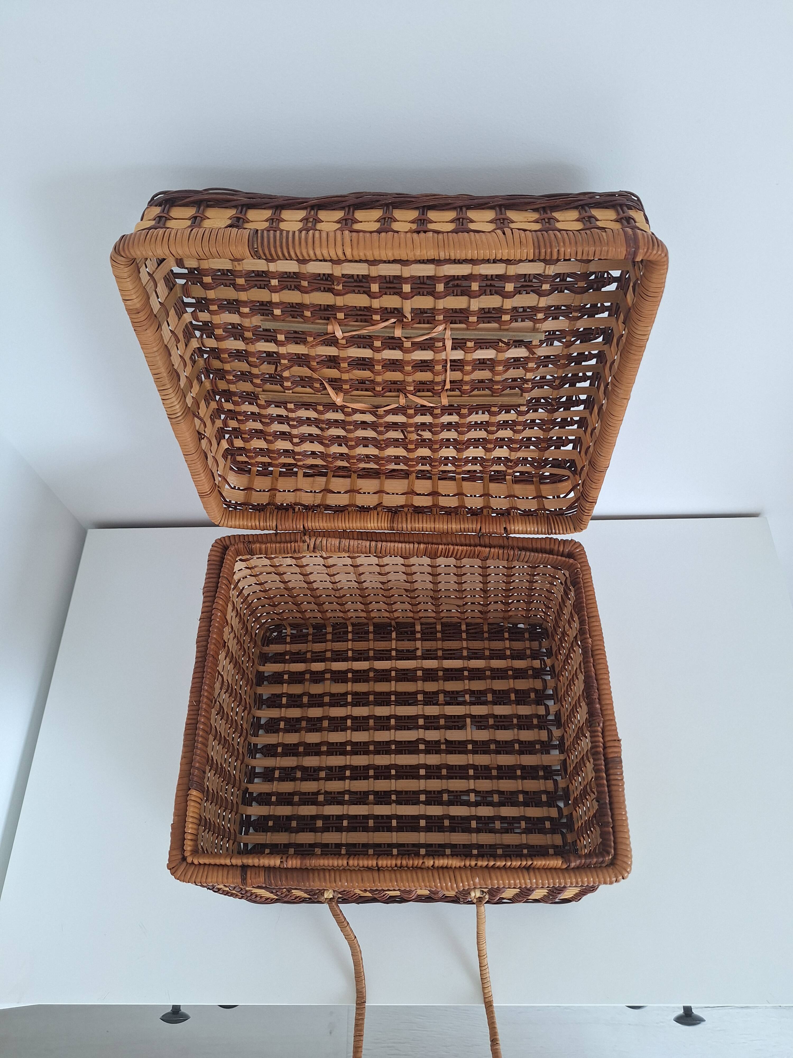 Vintage wicker suitcase