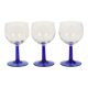 Set of Arcoroc Wine Glasses Cobalt Blue Base France 1980s