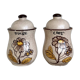 Set of 2 vintage ceramic sugar and coffee condiment pots with stoneware effect