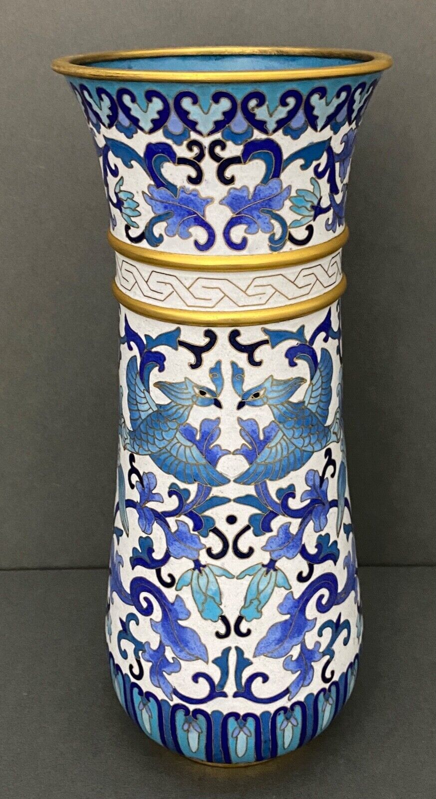 Vase roll china cloisonné mid-twentieth floral decoration